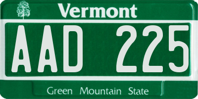 VT license plate AAD225