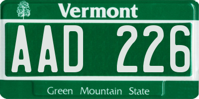 VT license plate AAD226