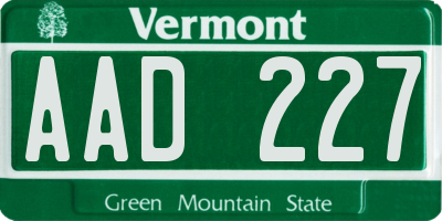 VT license plate AAD227