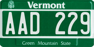 VT license plate AAD229