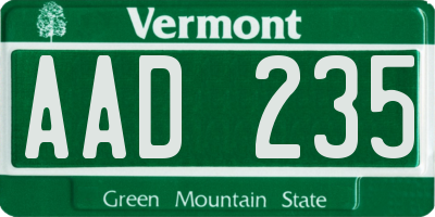 VT license plate AAD235