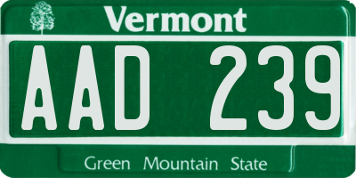 VT license plate AAD239