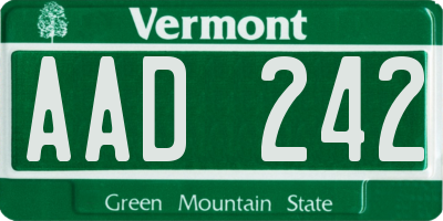 VT license plate AAD242