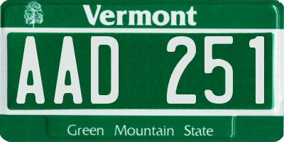 VT license plate AAD251