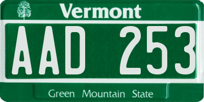 VT license plate AAD253