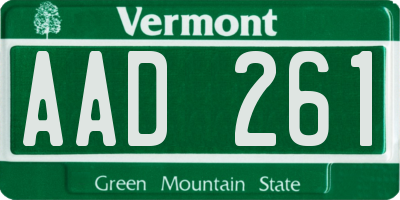 VT license plate AAD261