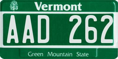 VT license plate AAD262
