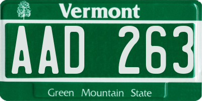 VT license plate AAD263