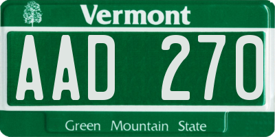 VT license plate AAD270