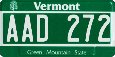 VT license plate AAD272