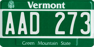 VT license plate AAD273