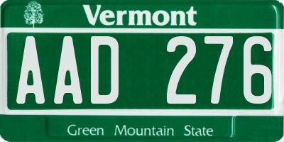 VT license plate AAD276