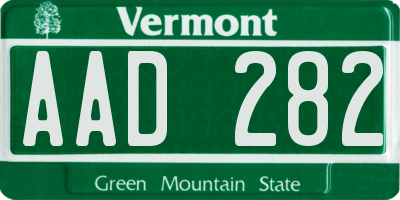 VT license plate AAD282