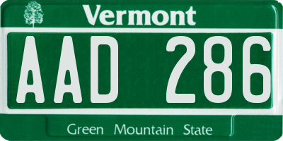 VT license plate AAD286