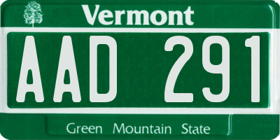 VT license plate AAD291