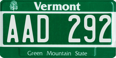 VT license plate AAD292