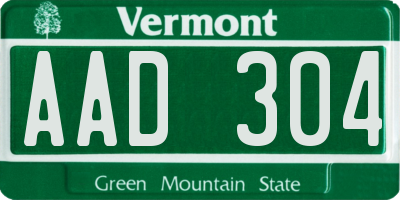 VT license plate AAD304