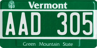 VT license plate AAD305