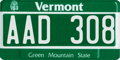 VT license plate AAD308