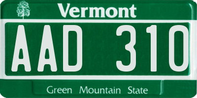 VT license plate AAD310