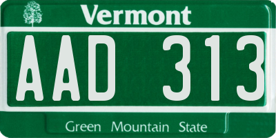 VT license plate AAD313