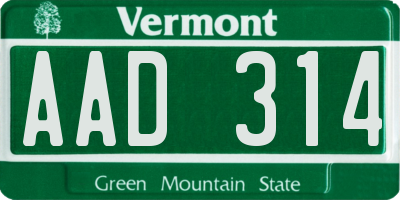 VT license plate AAD314