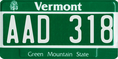 VT license plate AAD318