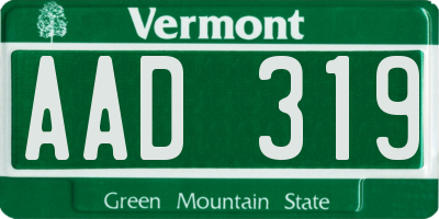 VT license plate AAD319