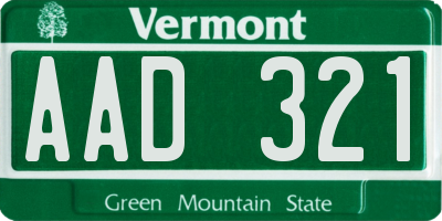 VT license plate AAD321