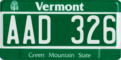 VT license plate AAD326