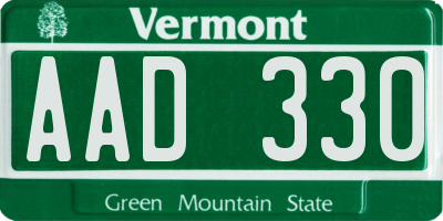 VT license plate AAD330