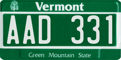 VT license plate AAD331