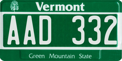 VT license plate AAD332