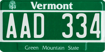 VT license plate AAD334