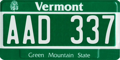 VT license plate AAD337