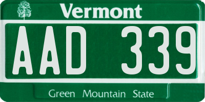 VT license plate AAD339