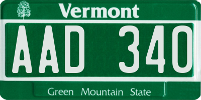 VT license plate AAD340