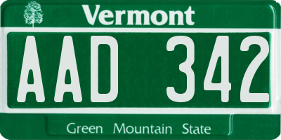 VT license plate AAD342
