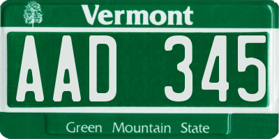 VT license plate AAD345