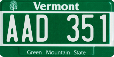 VT license plate AAD351