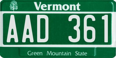 VT license plate AAD361