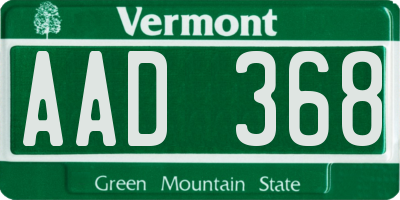 VT license plate AAD368