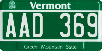 VT license plate AAD369