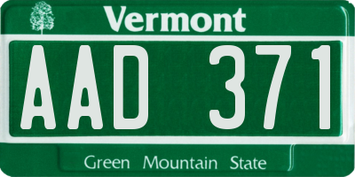 VT license plate AAD371