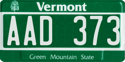 VT license plate AAD373