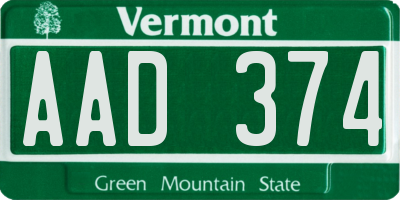 VT license plate AAD374