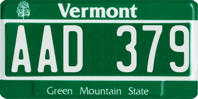 VT license plate AAD379