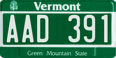 VT license plate AAD391