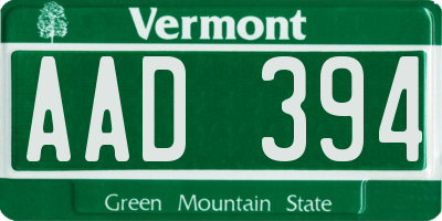 VT license plate AAD394