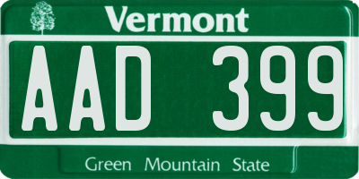 VT license plate AAD399